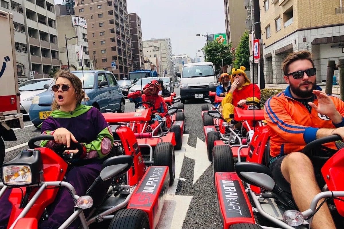 Group Street Go-Karting in the streets of Asakusa, Tokyo