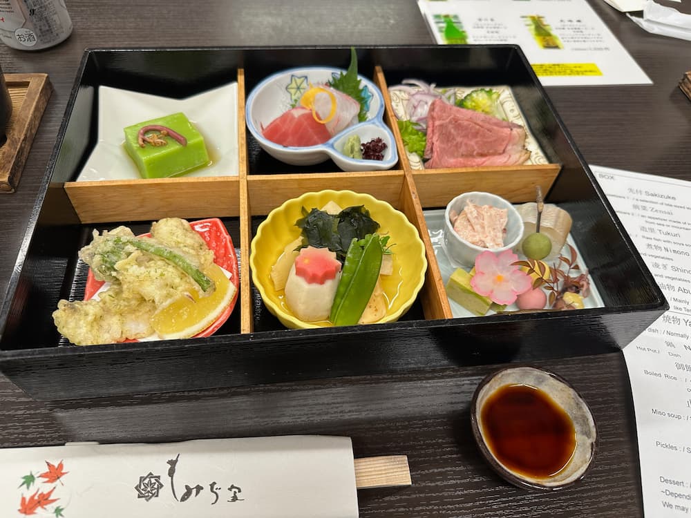 dinner in a ryokan in Kyoto