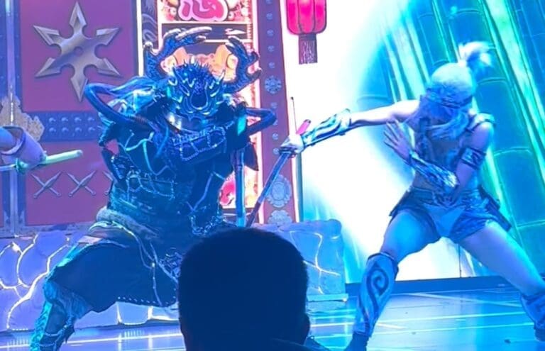 Performers on the scene of Samurai Restaurant show in Kabukicho, Shinjuku, Tokyo