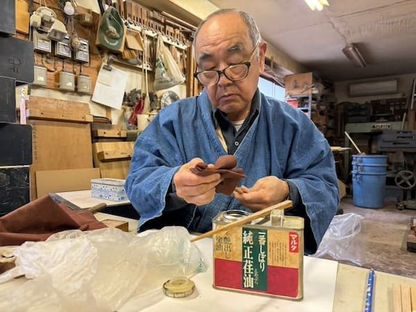 Mogami-san, owner of Mogami Kogei workshop in Kuramae, Tokyo