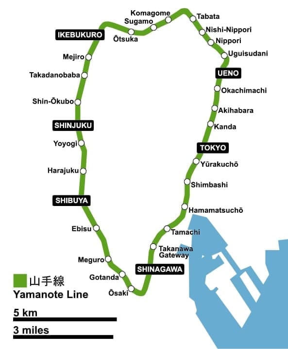 Tokyo JR Yamanote line map