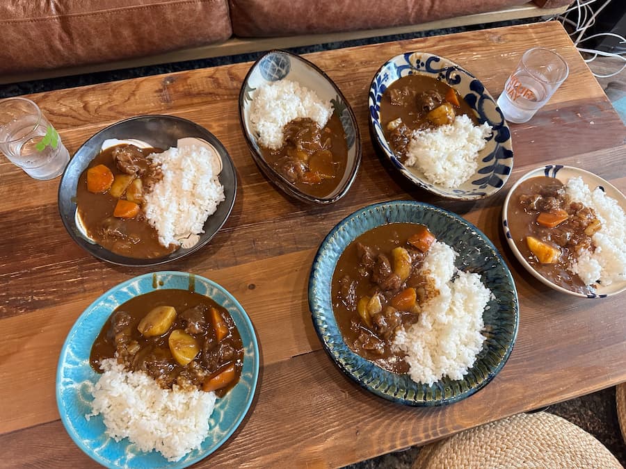 Japanese curry on a table