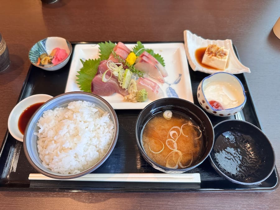 sashimi set menu in a Japanese restaurant