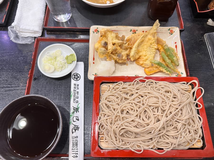 soba noodles with tempura in a Japanese restaurant