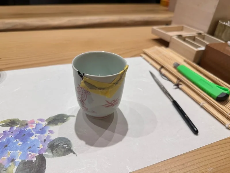 Broken pottery with glue for Kintsugi