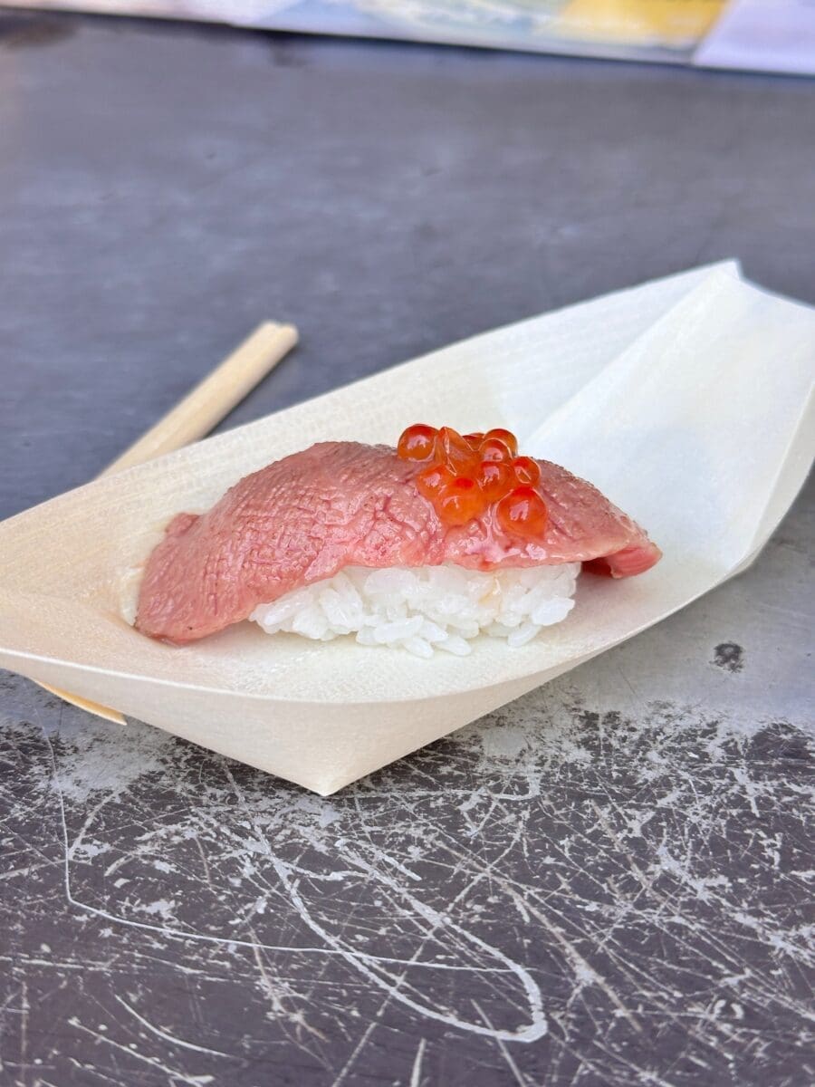 Hida beef sushi in Takayama