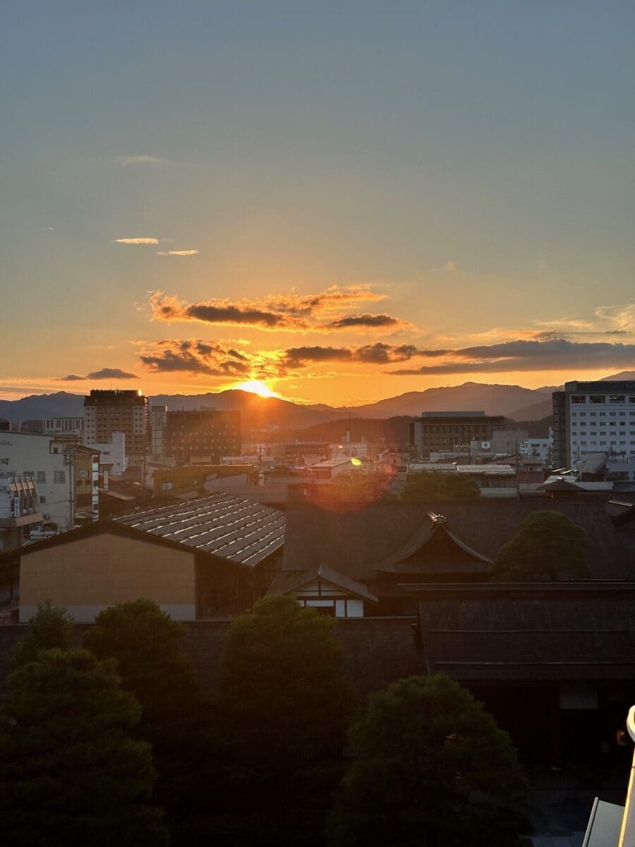 Rooftop sunset view over Takayama city